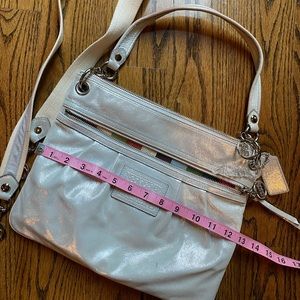 Metallic silver crossbody bag